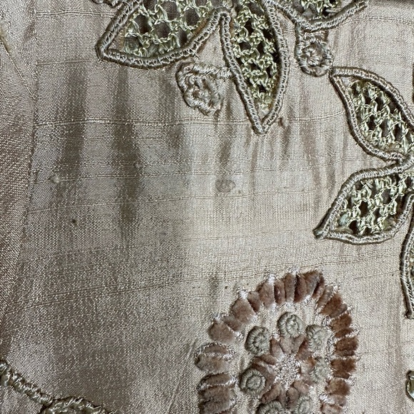 SANDY Starkman 100% Silk Gold Embellished Button Down Shirt Size Petite  Medium - Picture 3 of 6